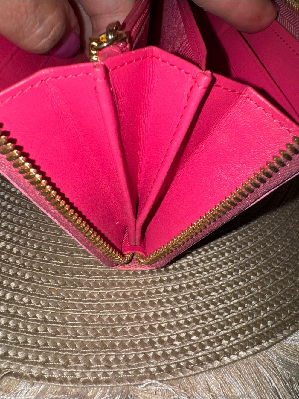 MCM Beige Visetos Continental Wallet with Pink Trim and Stripe - Picture 10 of 14